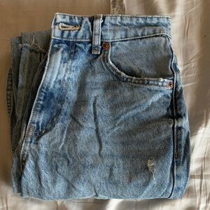 Zara Light Blue Distressed Flare Jeans